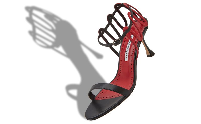 Chafarsan, Black and Red Nappa Leather Strappy Sandals  - €975.00