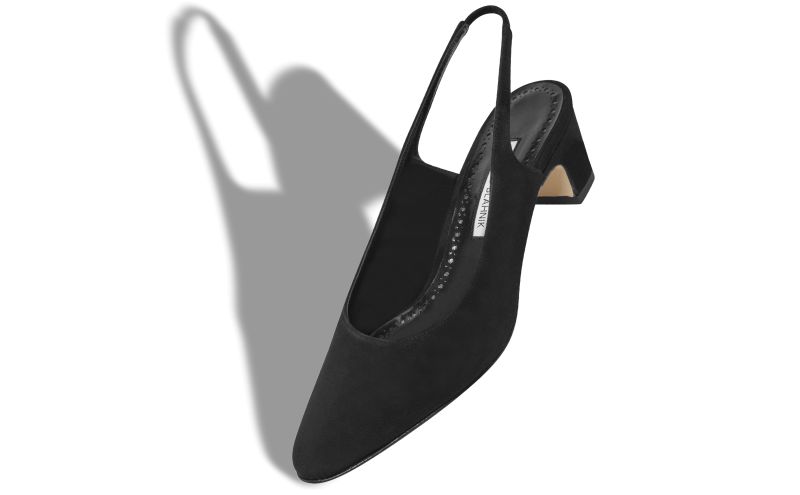 Sawraso, Black Suede Slingback Pumps - US$845.00