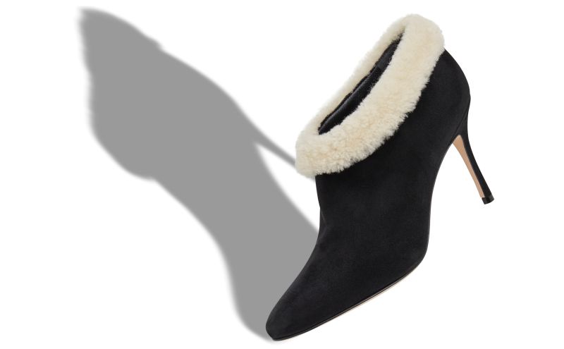 Escaria, Black and Cream Suede Ankle Boots - US$1,225.00