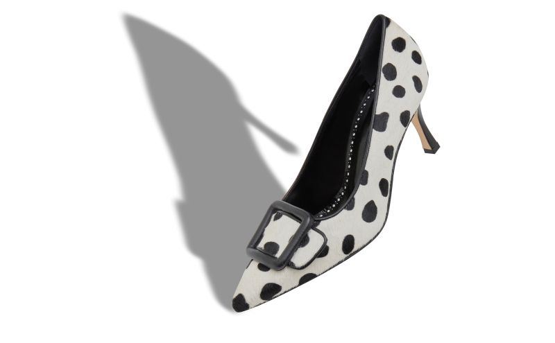 Maysalepump 70, White and Black Calf Hair Buckle Detail Pumps - €473.00