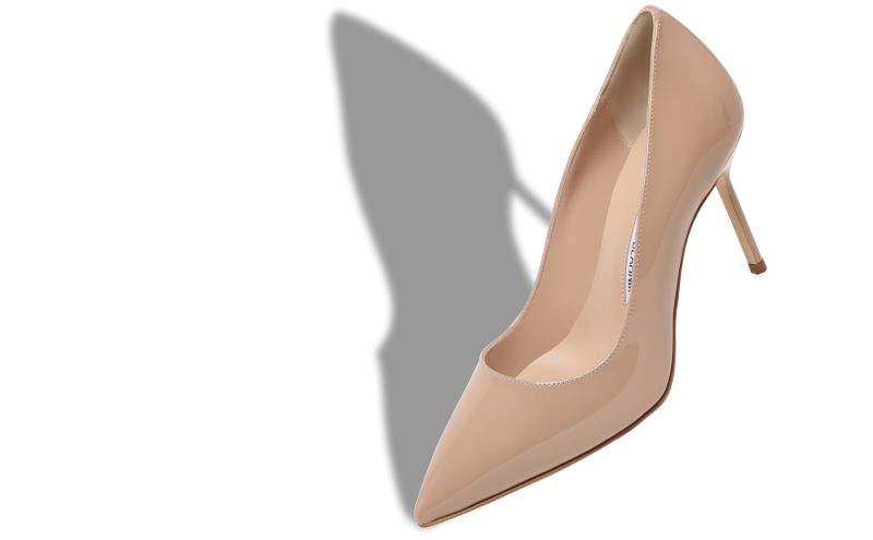 Bb 90, Beige Patent Leather Pointed Toe Pumps - £650.00