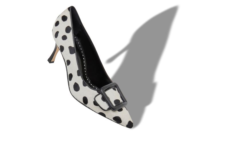 Maysalepump 70, White and Black Calf Hair Buckle Detail Pumps - €473.00 