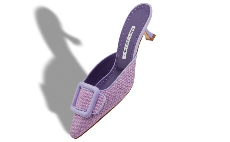 Maysalebi, Purple Raffia Buckle Detail Mules - £715.00