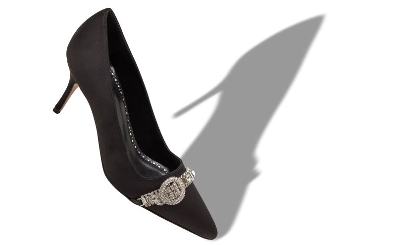 Asapump, Black Satin Jewel Embellished Pumps - €1,175.00 