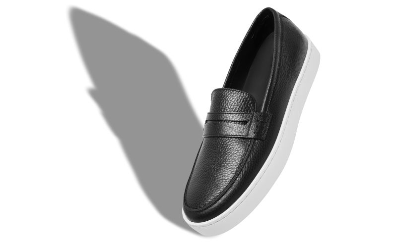 Ellis, Black Calf Leather Slip-On Loafers - US$695.00