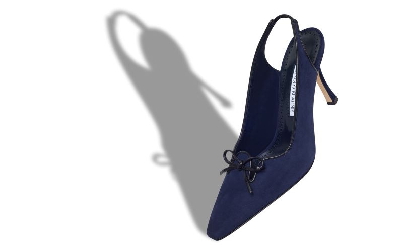 Farid, Navy Blue Suede Slingback Pumps - US$1,025.00