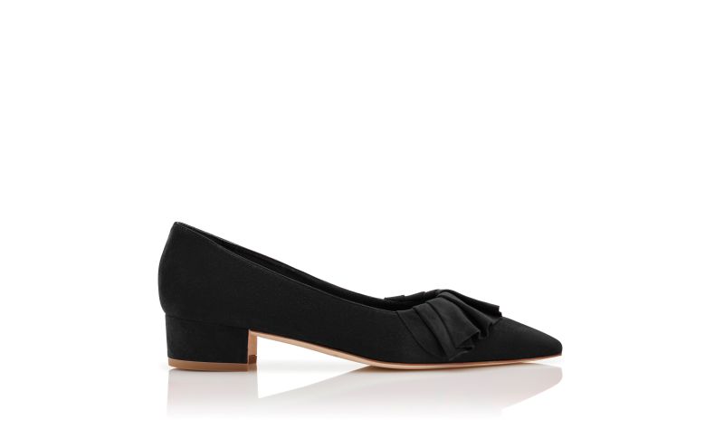 Side view of Espan, Black Suede Ruffled Pumps - US$925.00