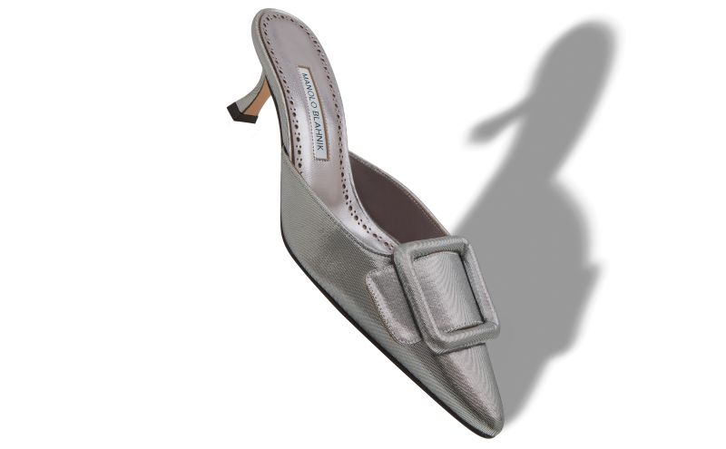 Maysale, Graphite Cotton Buckle Detail Mules  - £695.00 