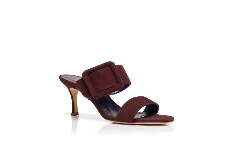 Gable, Dark Red Suede Open Toe Mules - US$925.00