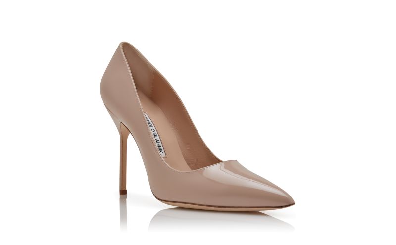 Bb patent, Beige Patent Leather Pointed Toe Pumps - AU$1,305.00