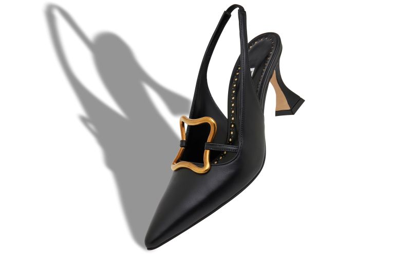 Nikkal, Black Calf Leather Slingback Pumps - US$498.00