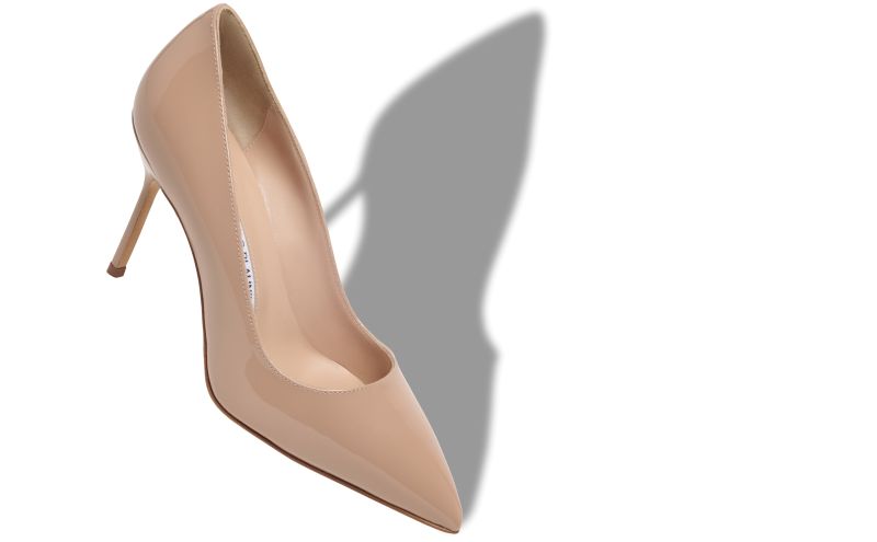 Bb 90, Beige Patent Leather Pointed Toe Pumps - £650.00 