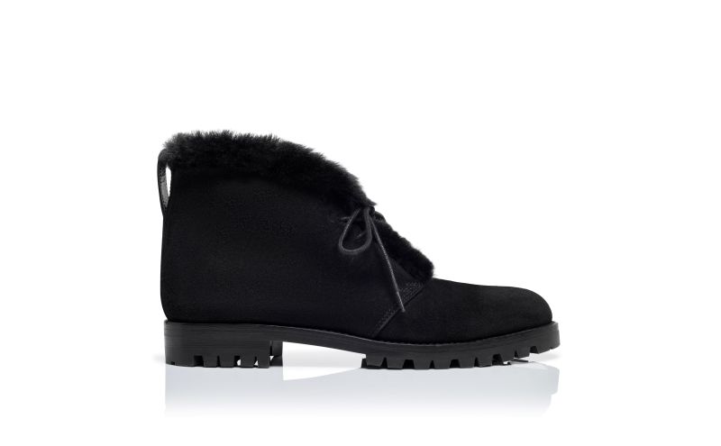 Side view of Mircus, Black Suede Ankle Boots - US$1,295.00