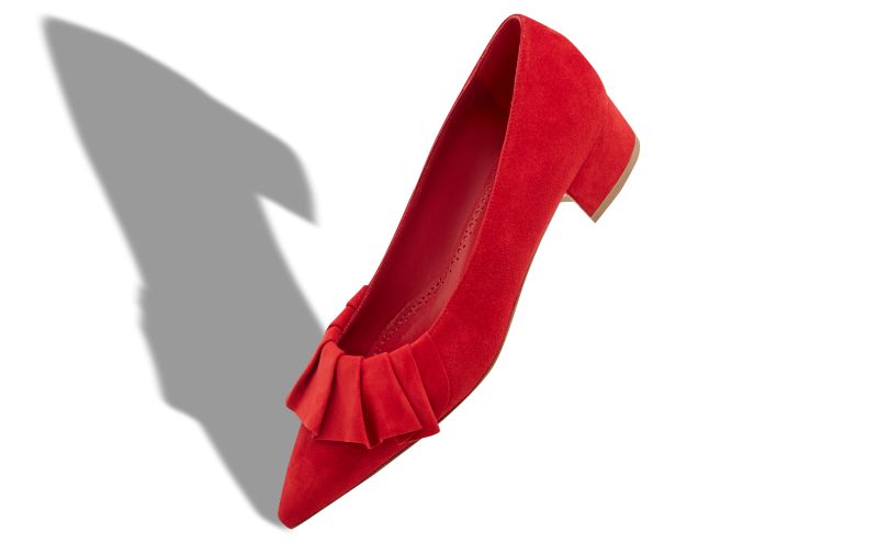 Espan, Red Suede Ruffled Pumps - £373.00