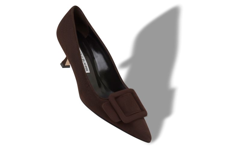 Maysalepump 50, Dark Brown Suede Buckle Detail Pumps - €745.00 