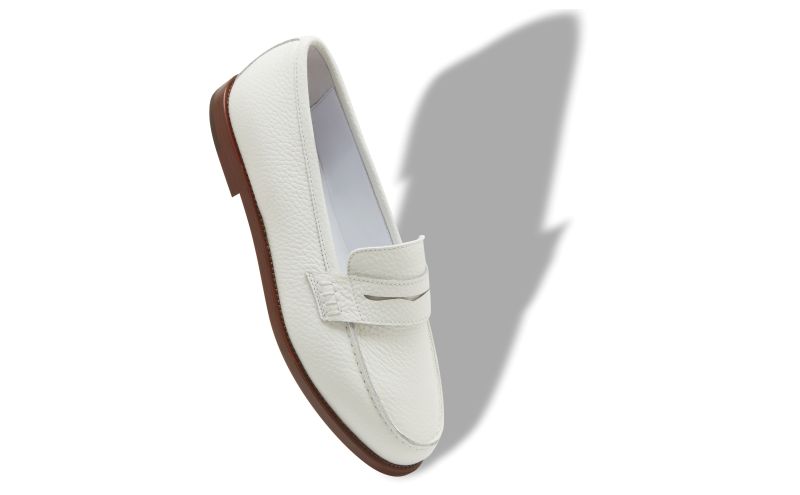 Perrita, White Calf Leather Penny Loafers - £695.00 
