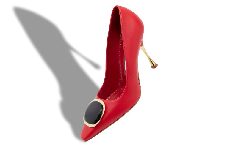 Chiaran, Red Nappa Leather Pointed Toe Pumps - US$1,085.00