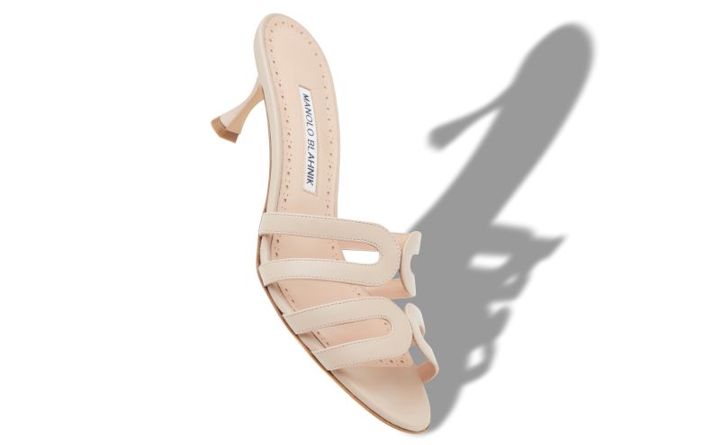 Ahwak, Light Beige Calf Leather Mules - US$945.00 