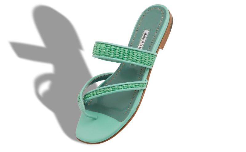 Susara, Green Raffia Flat Sandals  - €725.00