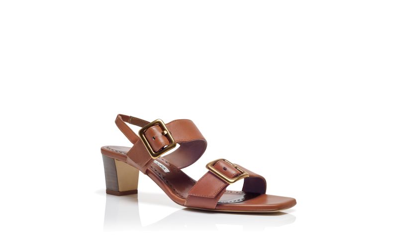 Thalitsli, Brown Nappa Leather Slingback Sandals - US$995.00