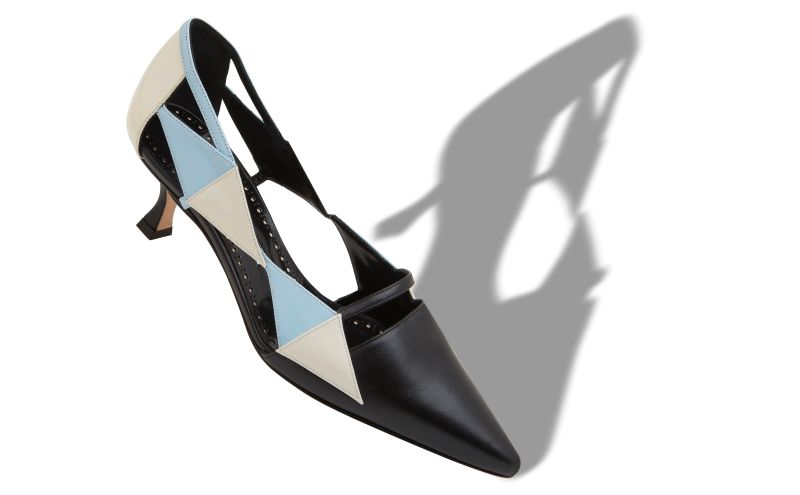 Hakir, Black, Cream and Blue Nappa Leather Pumps - US$1,135.00 