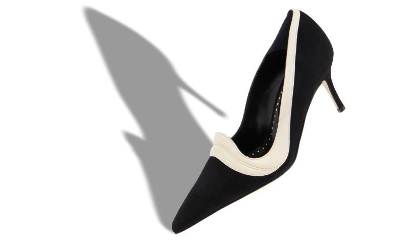 Ajarafa, Black and Light Cream Suede Pointed Toe Pumps - £373.00