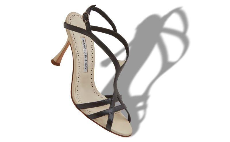 Betgieb, Cream and Black Nappa Leather Strappy Sandals - £835.00 