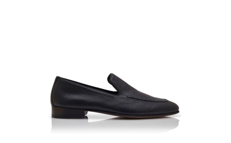 Side view of Truro, Black Calf Leather Loafers  - €845.00