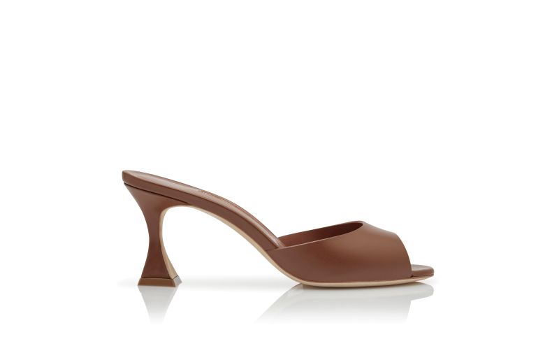 Side view of Jadarona, Brown Calf Leather Mules - US$795.00