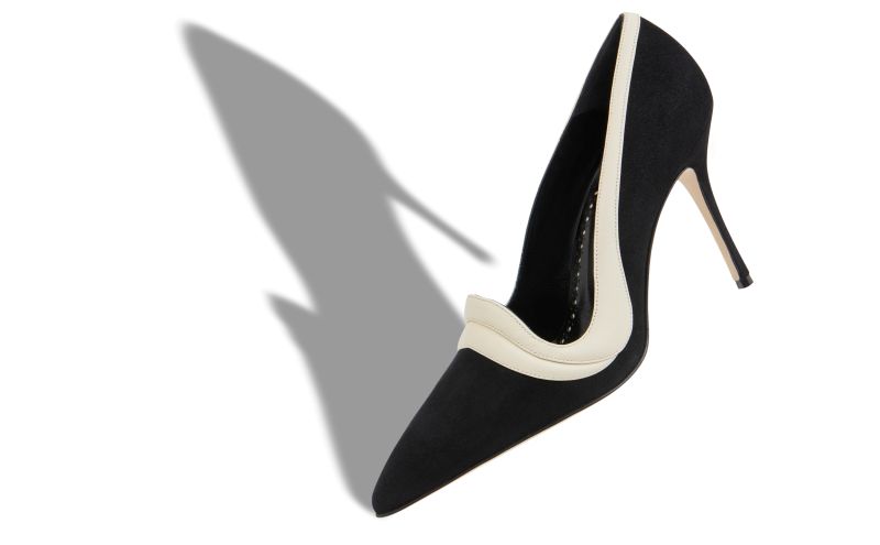 Ajarafa 105, Black and Cream Suede Pointed Toe Pumps  - £373.00