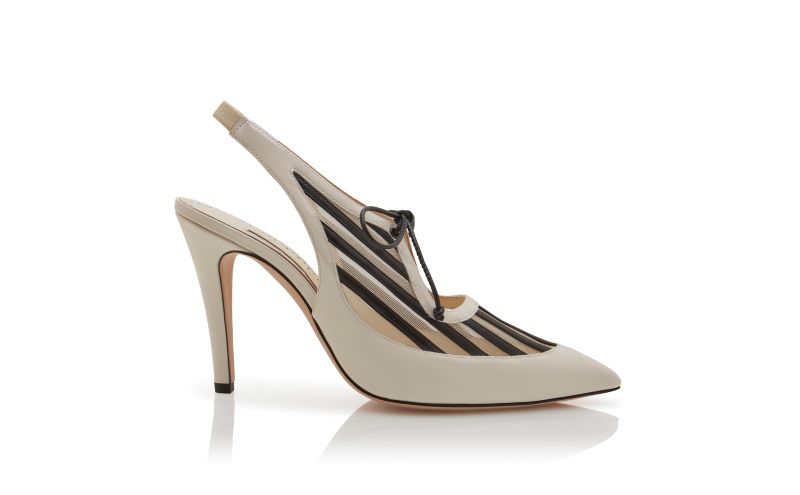 Side view of Khalilac, Light Cream and Black Patent Leather Slingback Pumps  - €945.00