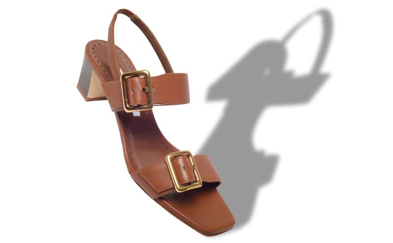 Thalitsli, Brown Nappa Leather Slingback Sandals - US$995.00 