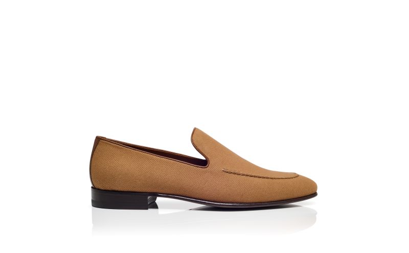 Side view of Truro, Brown Cotton Loafers  - US$398.00