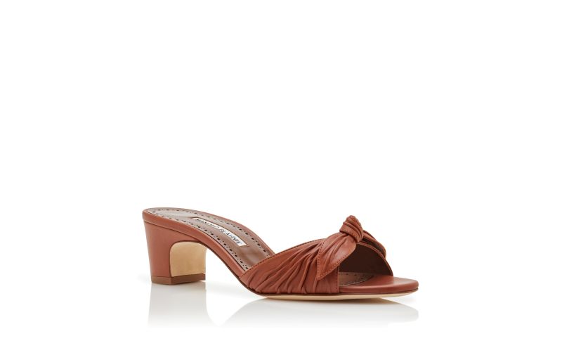 Lolloso, Dark Brown Nappa Leather Bow Detail Mules - AU$1,335.00
