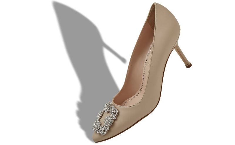 Hangisi 70, Light Beige Calf Leather Jewel Buckle Pumps - €1,195.00