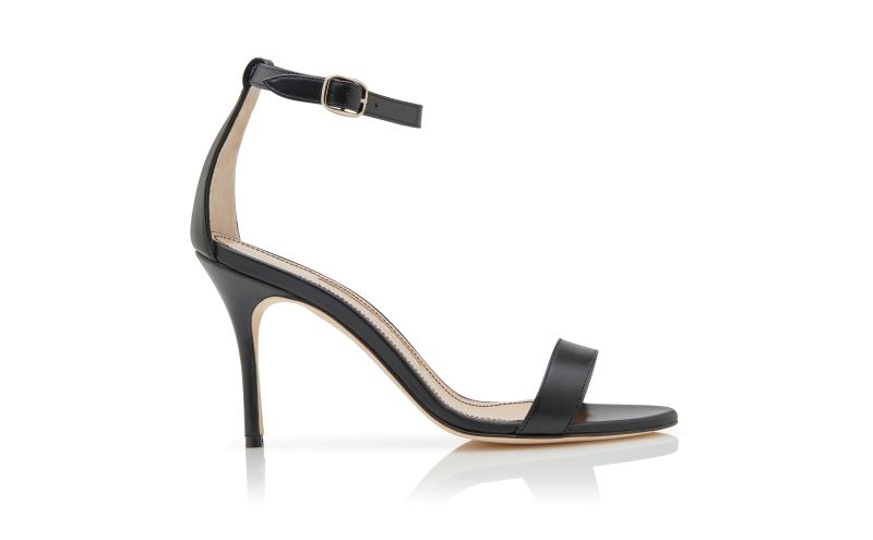 Side view of Chaos, Black Nappa Leather Ankle Strap Sandals
 - £595.00