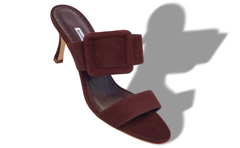 Gable, Dark Red Suede Open Toe Mules - US$925.00 