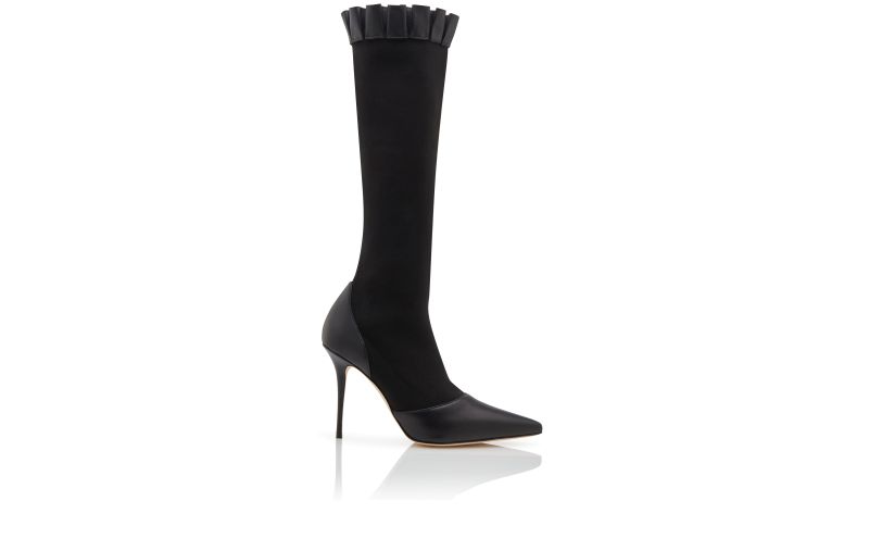 Side view of Nafarhi, Black Nappa Leather Knee High Boots - US$1,485.00