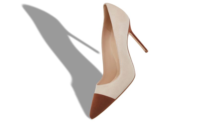 Capcour, Brown and Beige Suede Pointed Toe Pumps - AU$1,395.00