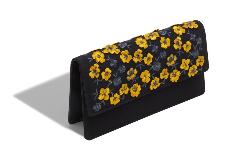 Capripla, Black and Yellow Silk Embroidered Clutch - €1,995.00