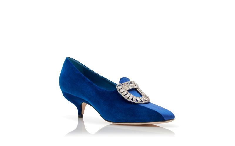 Statius, Blue Velvet Embellished Pumps - £567.00