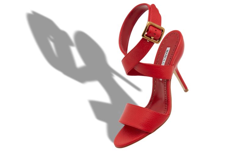 Helua, Red Calf Leather Ankle Strap Sandals - US$423.00