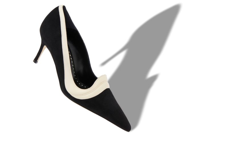 Ajarafa, Black and Light Cream Suede Pointed Toe Pumps - £373.00 