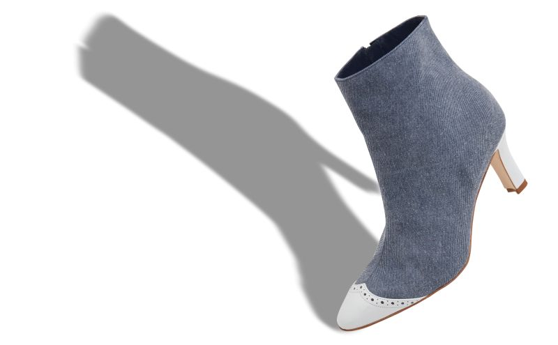 Botagatha, Blue and White Denim Ankle Boots - US$473.00