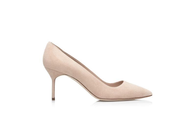 Side view of Bb 70, Nude Suede Pointed Toe Pumps - CA$945.00