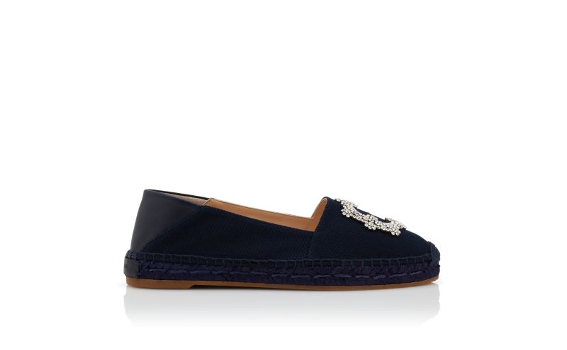 Side view of Hangrilla, Navy Blue Cotton Espadrilles  - AU$1,765.00