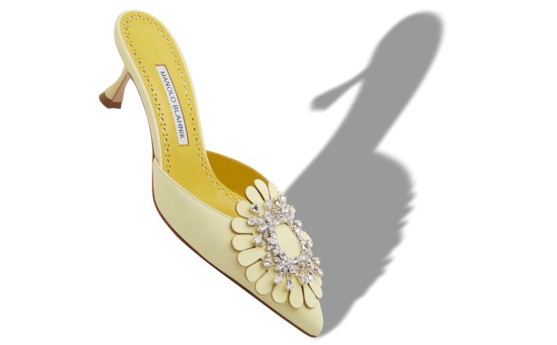 Shogmu, Yellow Suede Jewel Embellished Mules - £1,075.00 