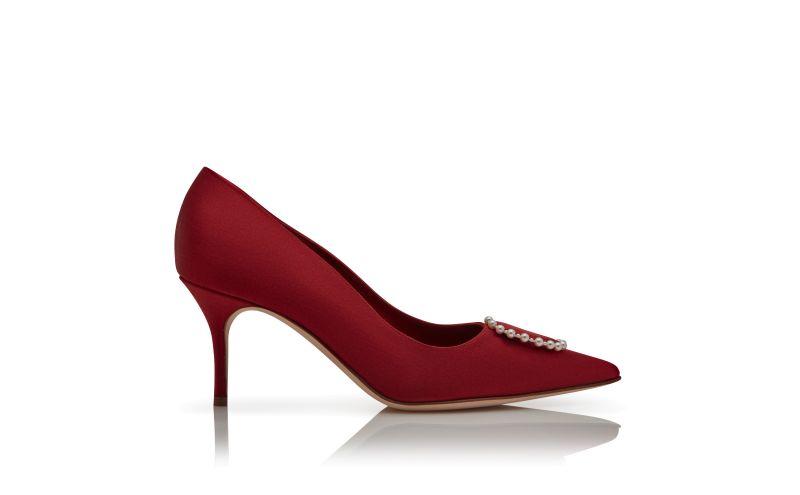 Side view of Kifaclo, Red Satin Pearl Detail Pumps  - £895.00