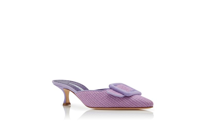 Maysalebi, Purple Raffia Buckle Detail Mules - £715.00