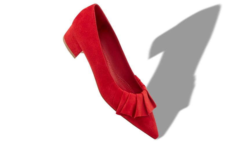 Espan, Red Suede Ruffled Pumps - AU$1,425.00 